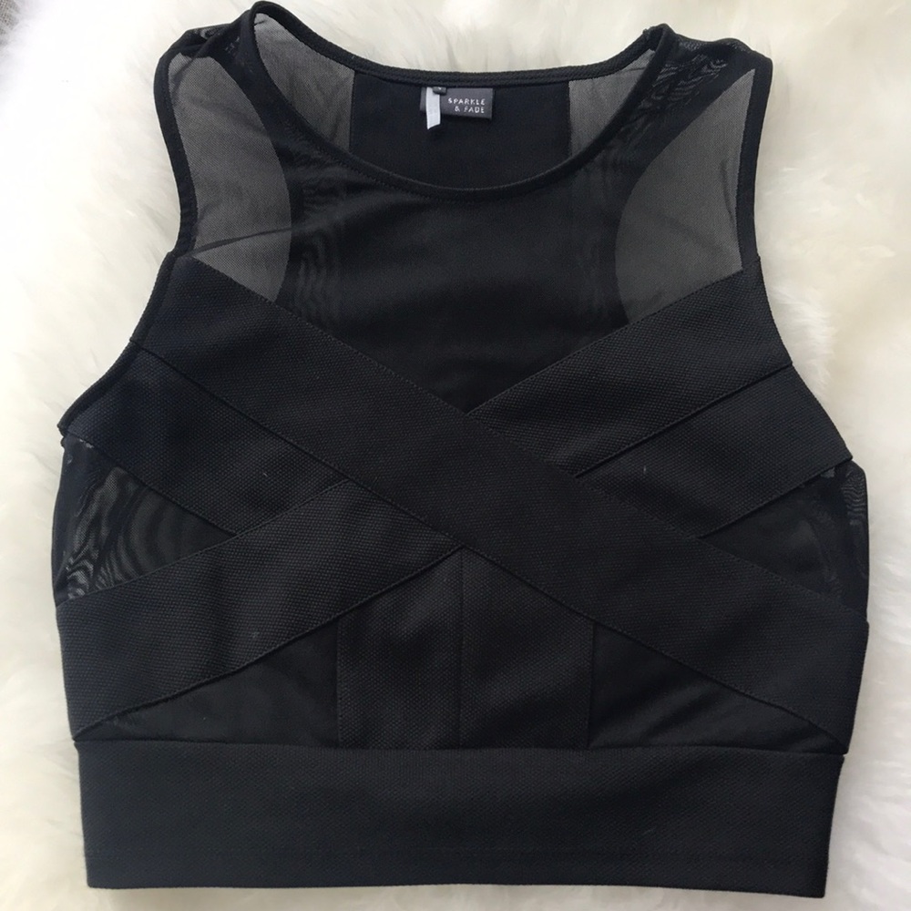 Sparkle & Fade Sheer Illusion Crop Top  Small